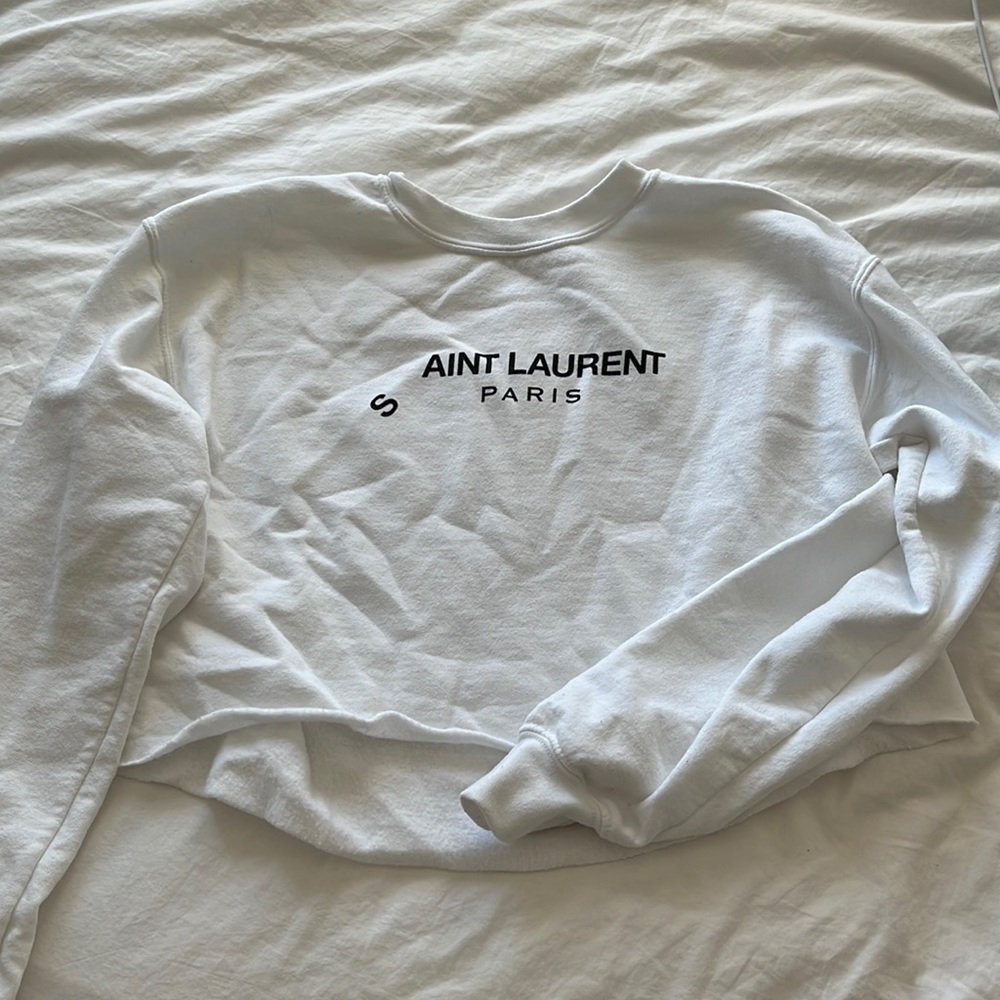 Cropped YSL Crewneck - white - size S - VERY GENTLY worn